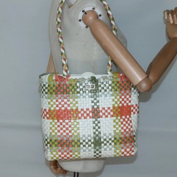 Salvatore Ferragamo Gancini Shoulder Bag Leather Green Silver Auth - Picture 1 of 14